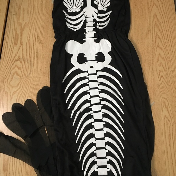 New 1pc Girls Skeleton Dress Halloween Costume One Size Fits Ages 6-8 - Picture 6 of 9